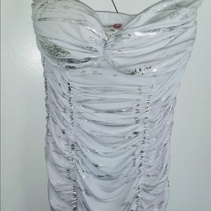 Like brand new beautiful silver and white dress